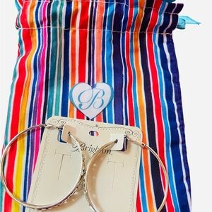 Brighton Silver Hoops with Colorful Striped Pouch